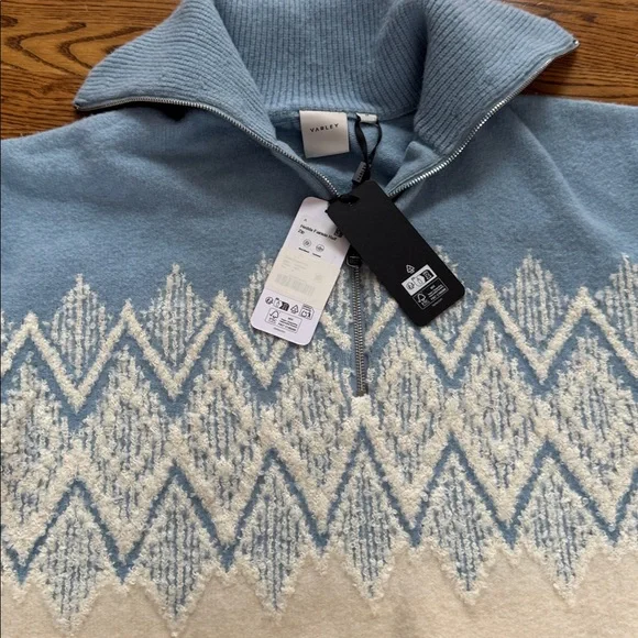 Varley Hedda Fairisle Blue and White Zip-Up sweater - Picture 3 of 3